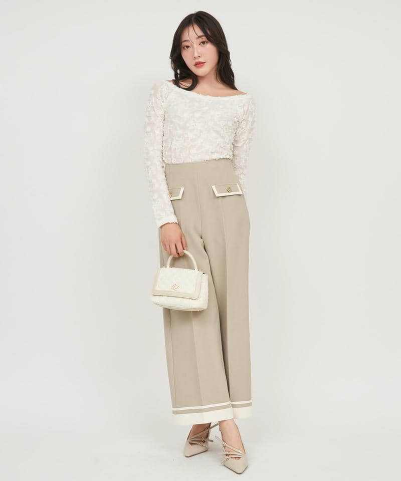 配色ワイドパンツ 詳細画像 グリーン 2