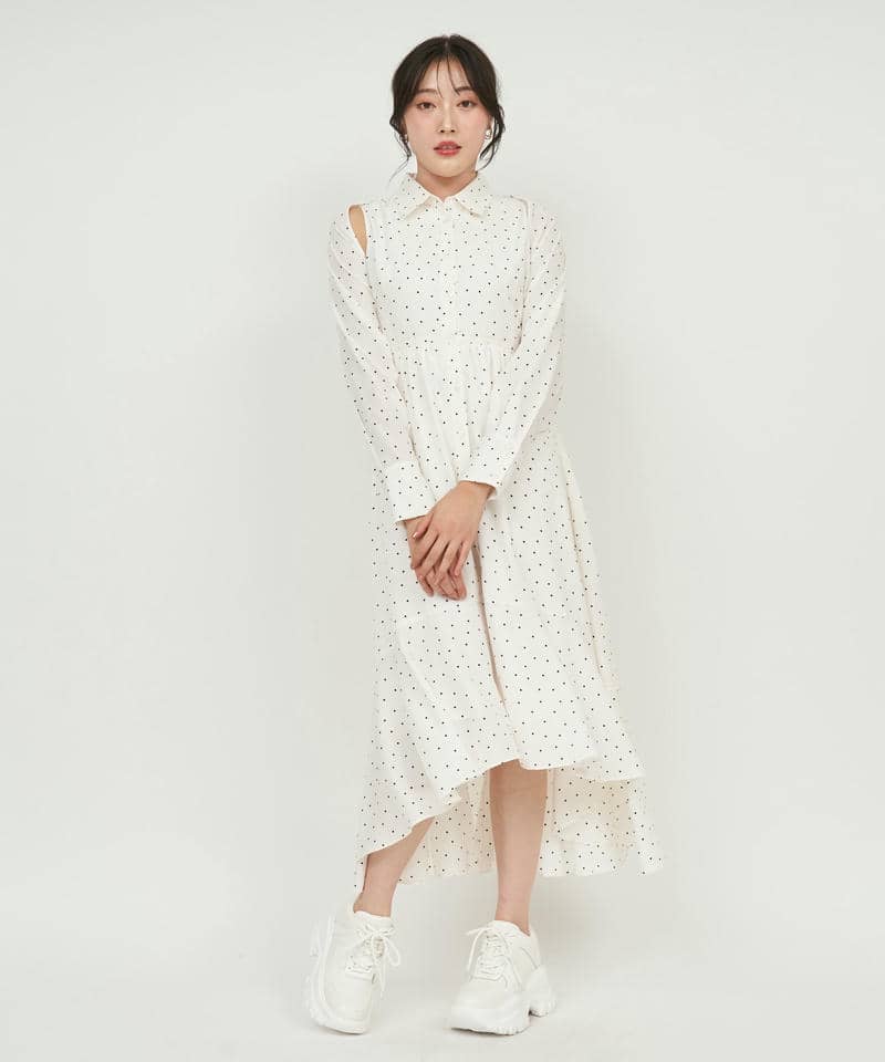 ボレロ付イレヘムシャツワンピース 詳細画像 オフホワイト系 1