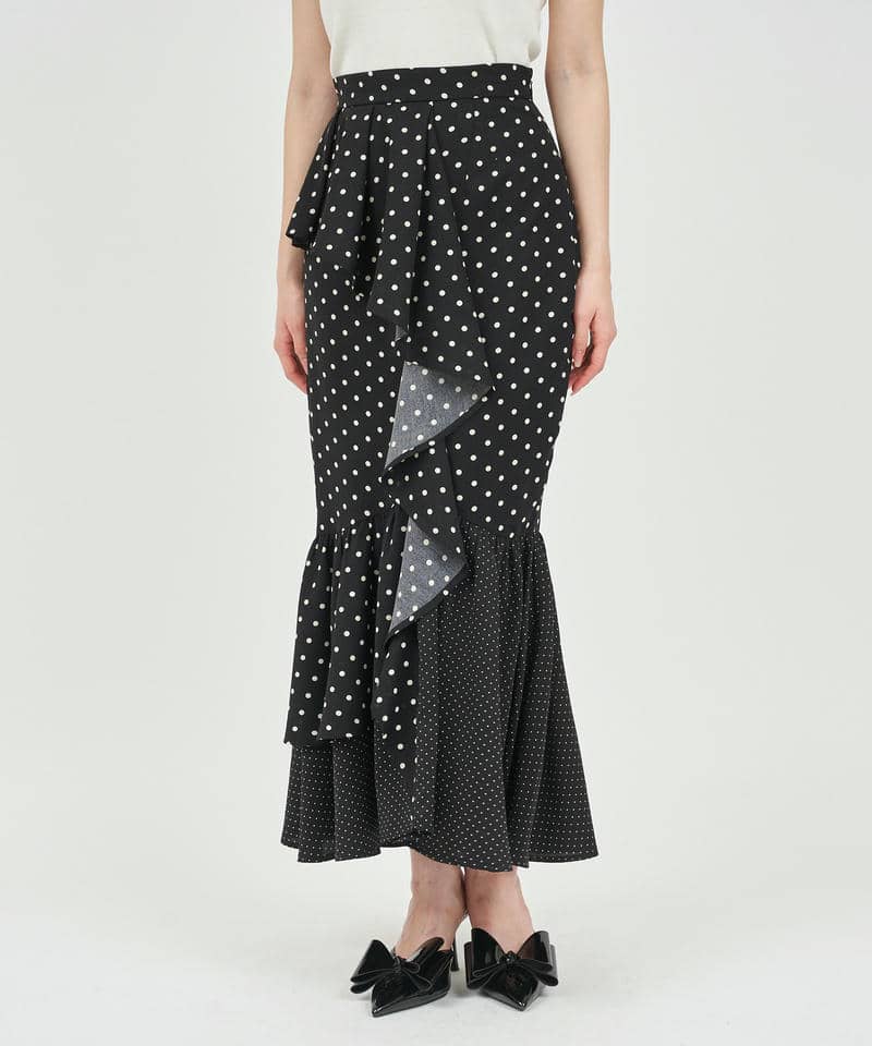 ラッフルフリルロングスカート 詳細画像 ブラック系 1