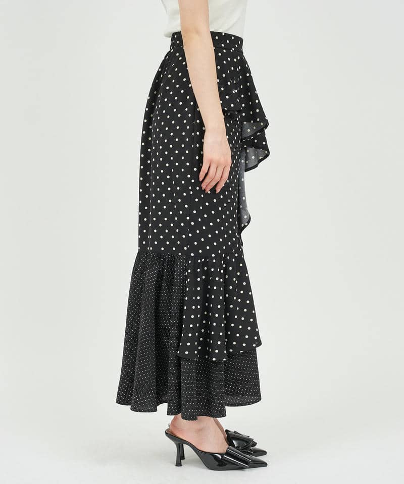 ラッフルフリルロングスカート 詳細画像 ブラック系 2