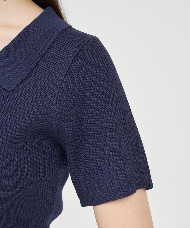 ポロ衿ロゴ刺しゅうニットミニワンピース 詳細画像 レッド 6