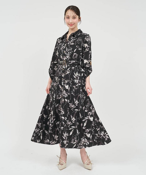 シャドーボタニカルプリントシャツワンピース 詳細画像