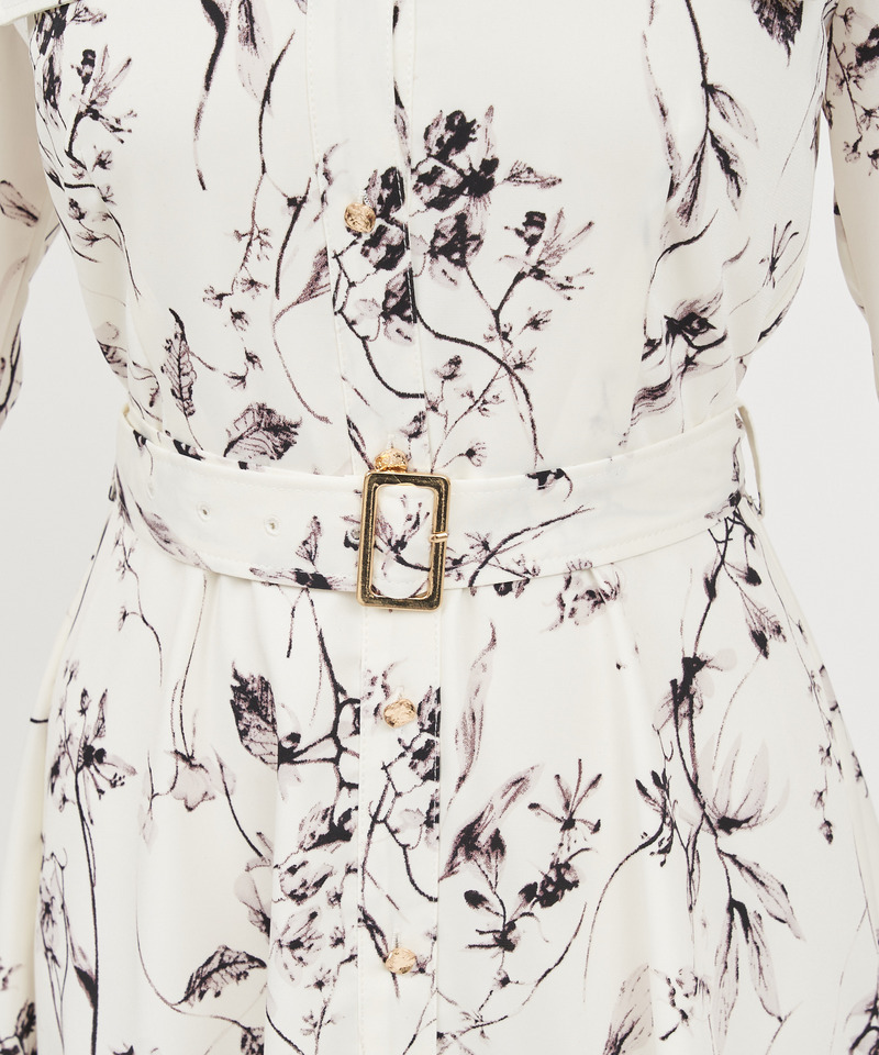 シャドーボタニカルプリントシャツワンピース 詳細画像 ブラック 6