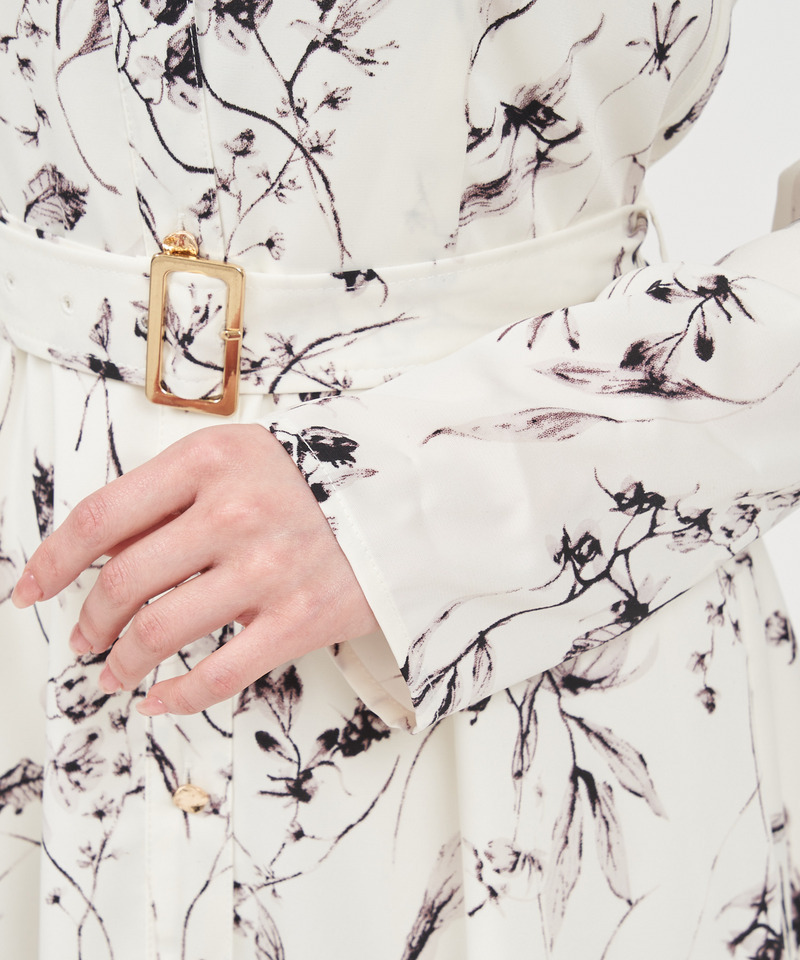 シャドーボタニカルプリントシャツワンピース 詳細画像 ブラック 9