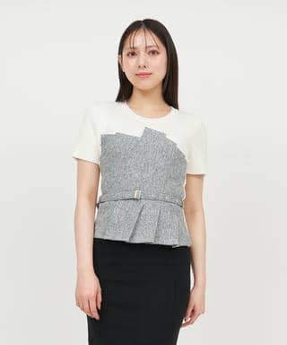 サマーツイードタックビスチェレイヤード風ニットトップス