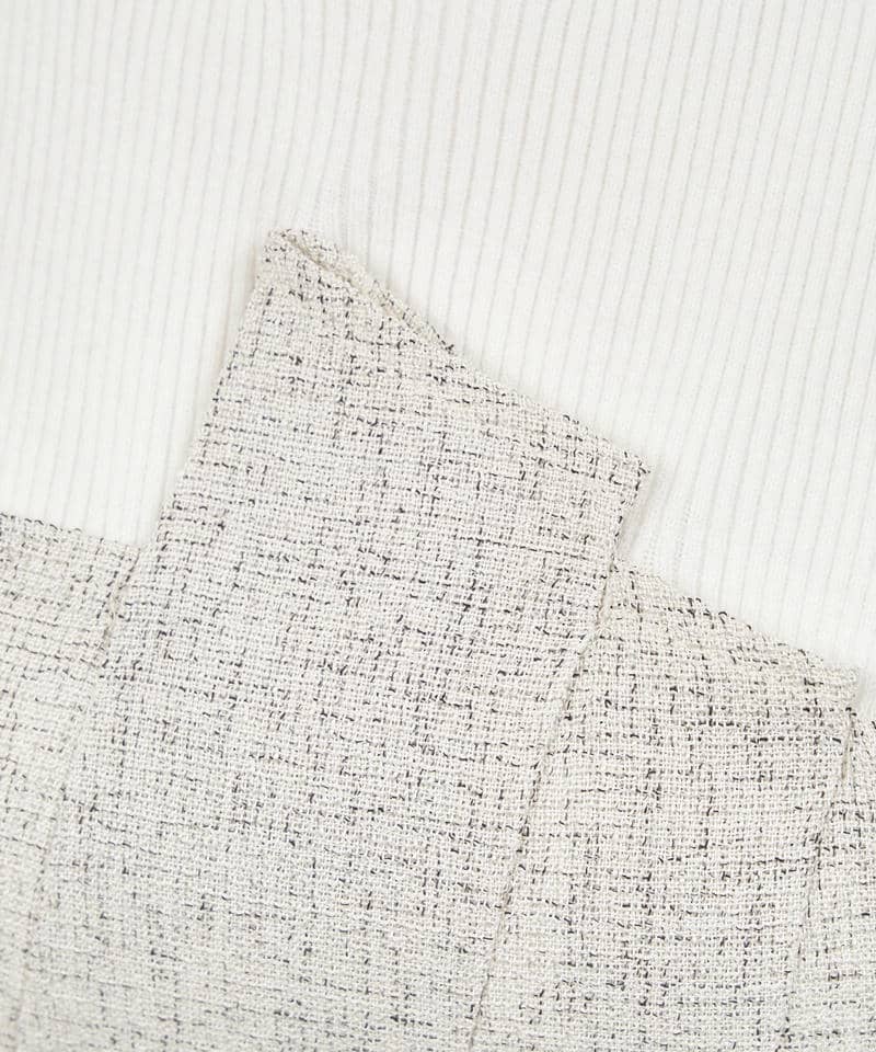 サマーツイードタックビスチェレイヤード風ニットトップス 詳細画像 オフホワイト 6