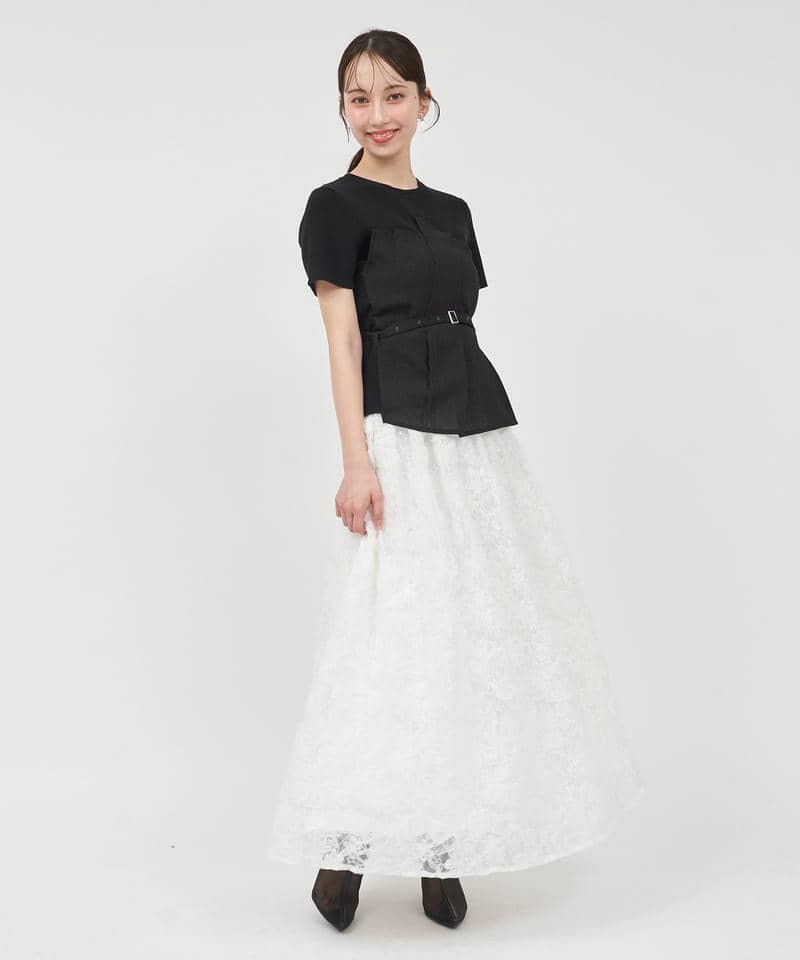 サマーツイードタックビスチェレイヤード風ニットトップス 詳細画像 ブラック 2