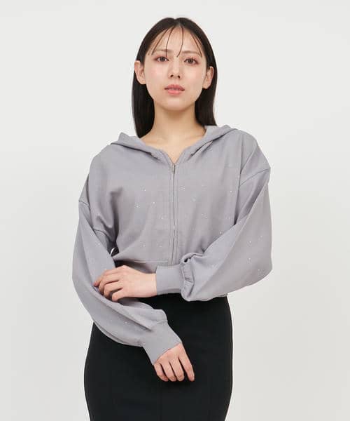 プチビジューニットパーカー 詳細画像