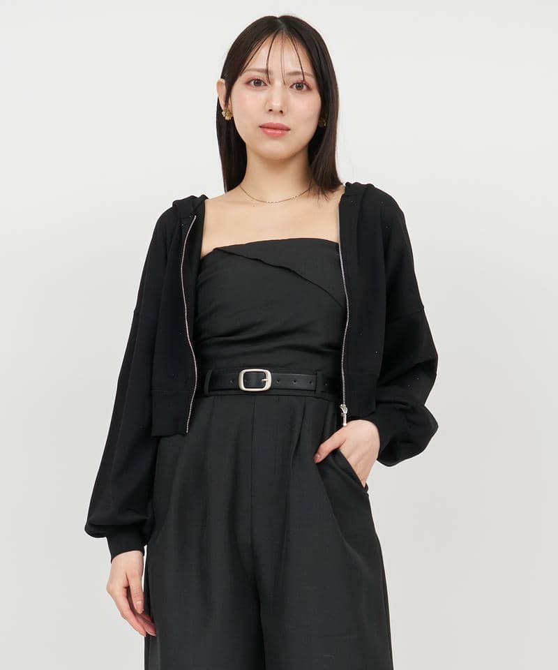 プチビジューニットパーカー 詳細画像 ブラック 1