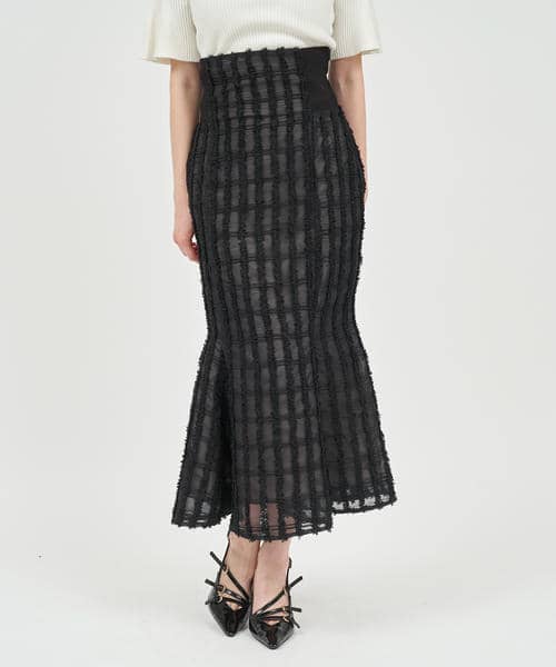シアーチェックジャガードマーメイドスカート 詳細画像
