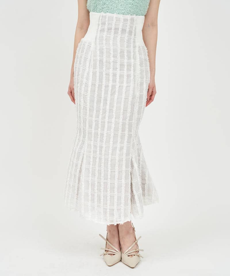 シアーチェックジャガードマーメイドスカート 詳細画像 オフホワイト 1