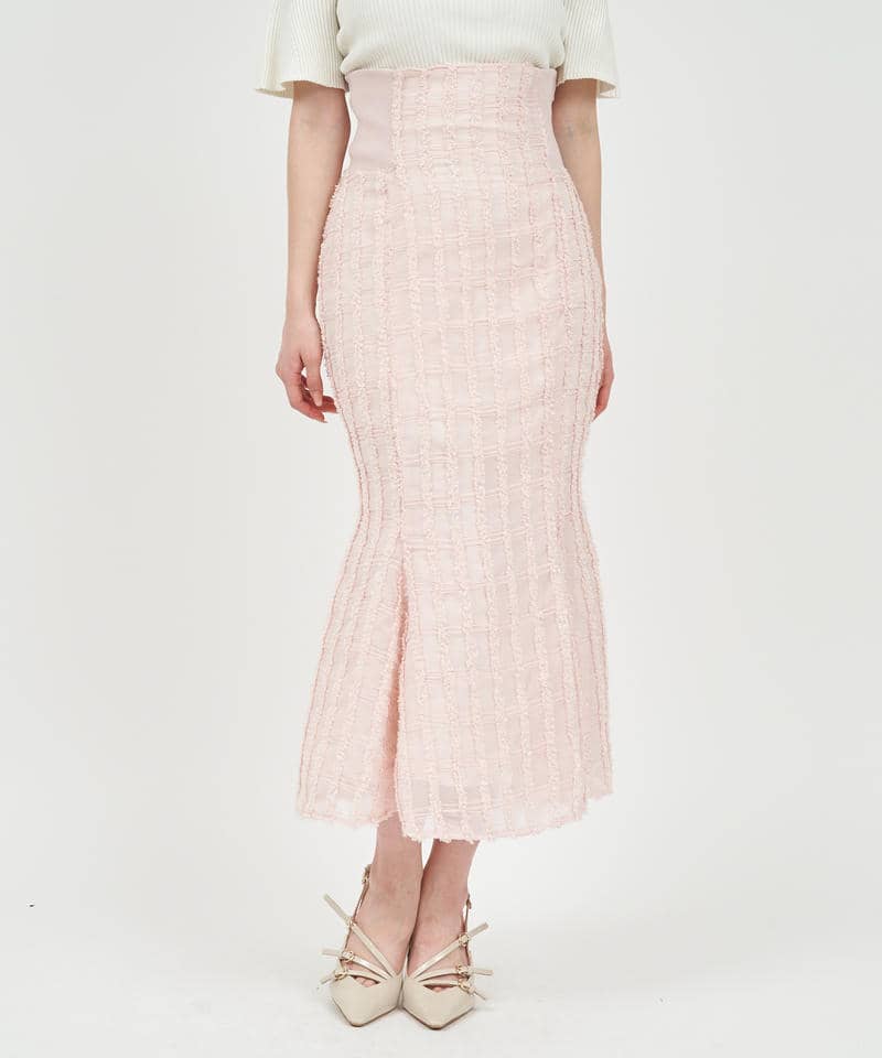 シアーチェックジャガードマーメイドスカート 詳細画像 ピンク 1