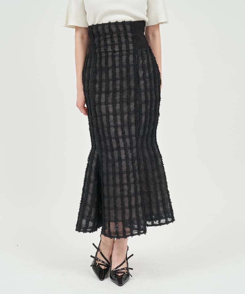 シアーチェックジャガードマーメイドスカート 詳細画像 ブラック 1
