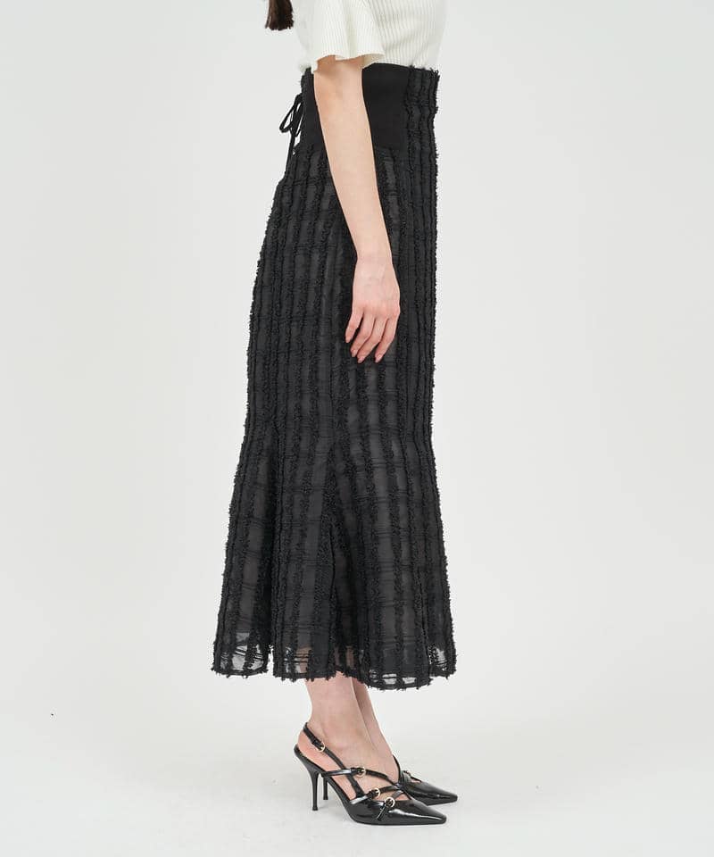 シアーチェックジャガードマーメイドスカート 詳細画像 ブラック 2