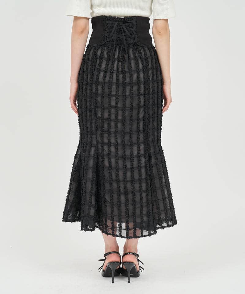 シアーチェックジャガードマーメイドスカート 詳細画像 ブラック 3