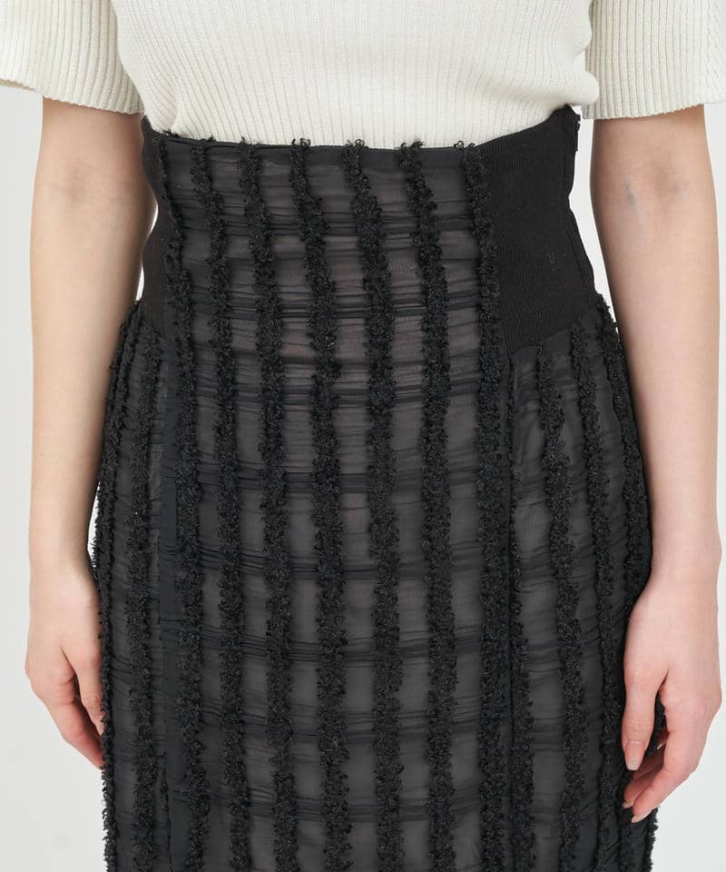 シアーチェックジャガードマーメイドスカート 詳細画像 ブラック 4