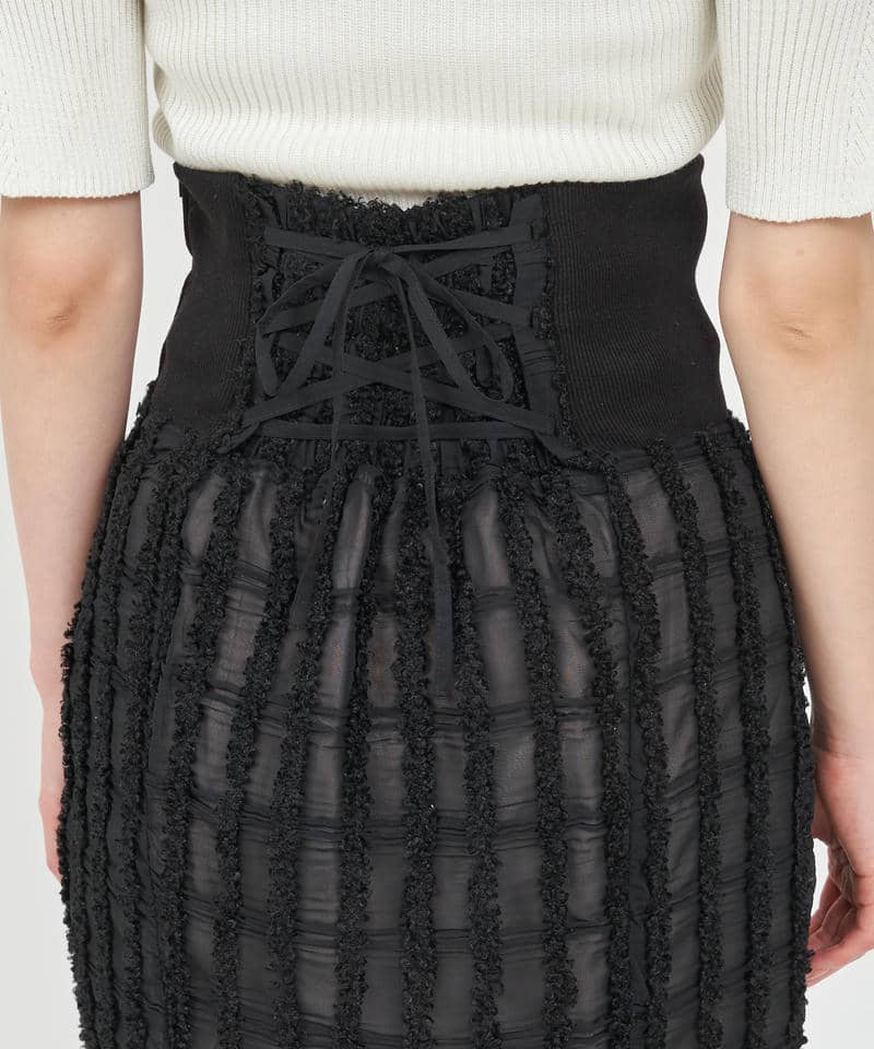 シアーチェックジャガードマーメイドスカート 詳細画像 ブラック 5