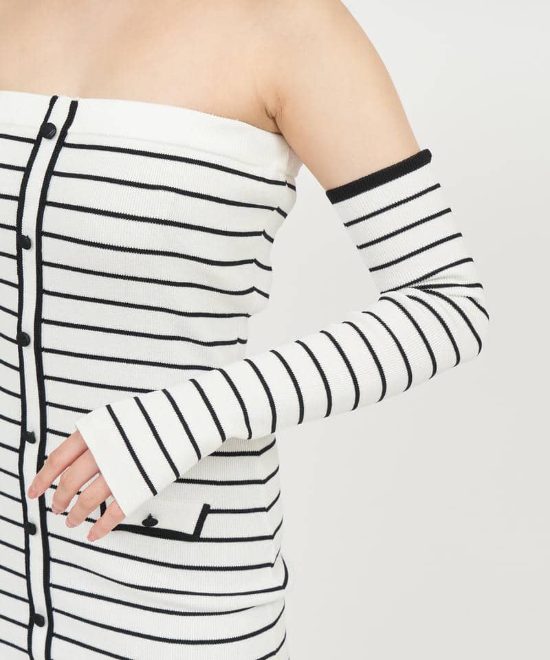 アームウォーマー付配色ベアタイトミニワンピース 詳細画像 ボーダー 4