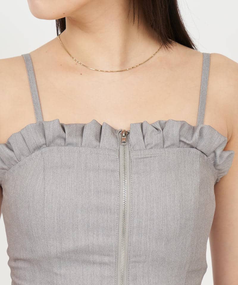 バルーンペプラムZIPビスチェ 詳細画像 グレー 4