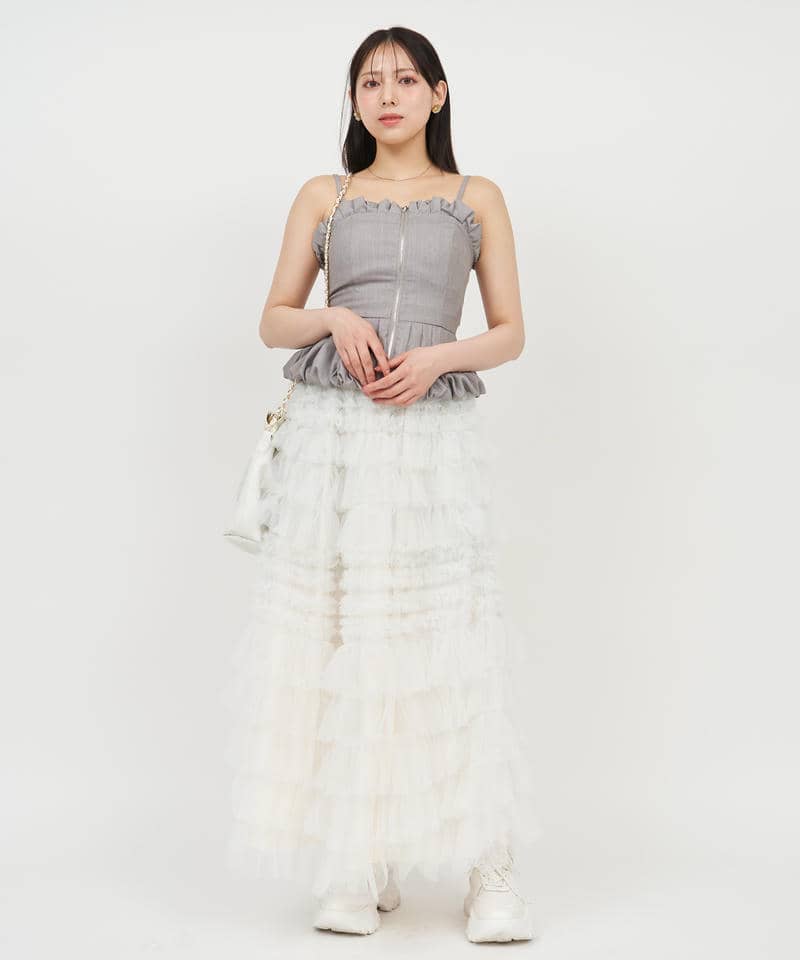 バルーンペプラムZIPビスチェ 詳細画像 グレー 9