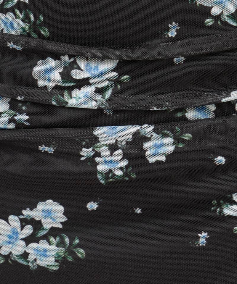 花柄チュールギャザーキャミドレス 詳細画像 ブラック 6