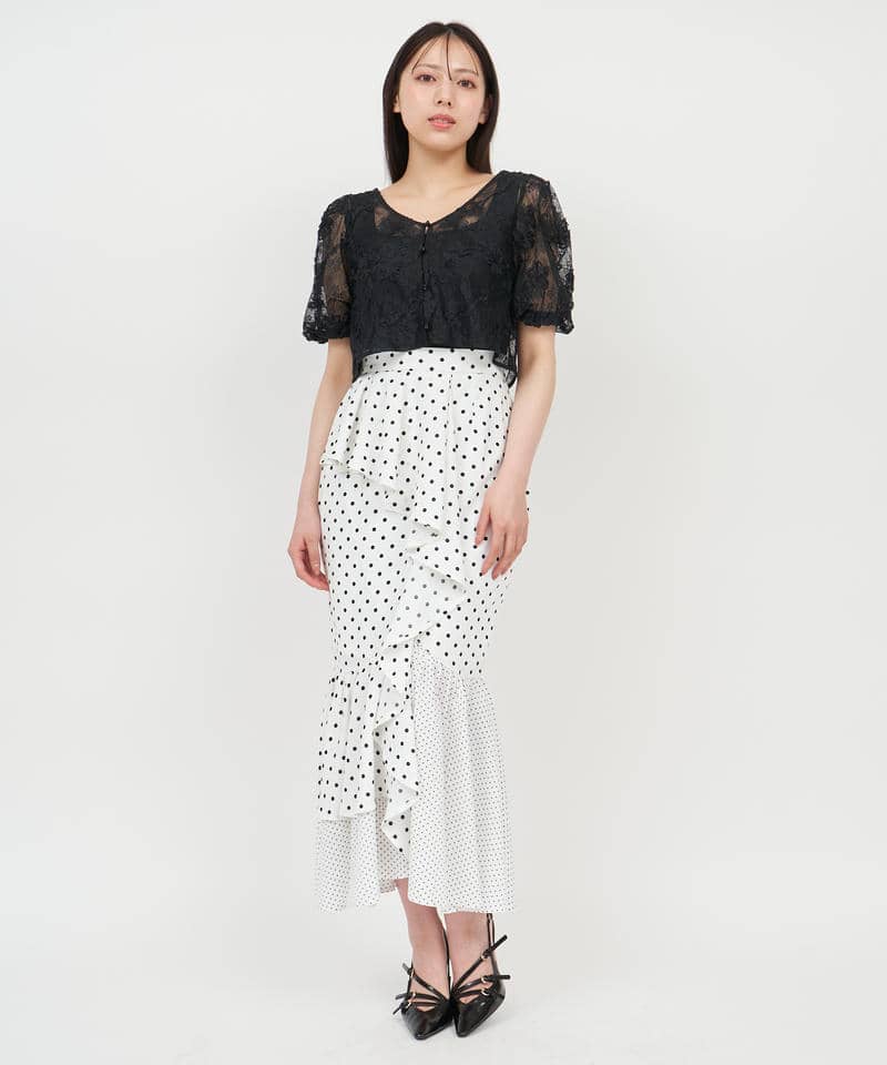 3Dレースブラウスアンサンブル 詳細画像 ブラック 2