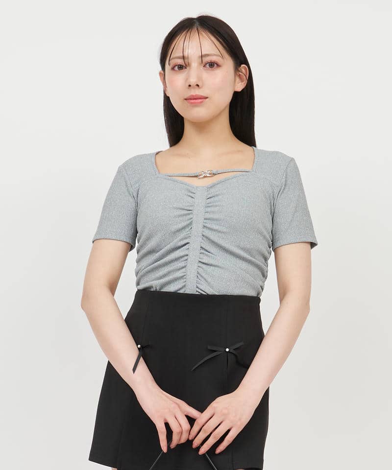 ビットギャザーカットトップス 詳細画像 グレー 1