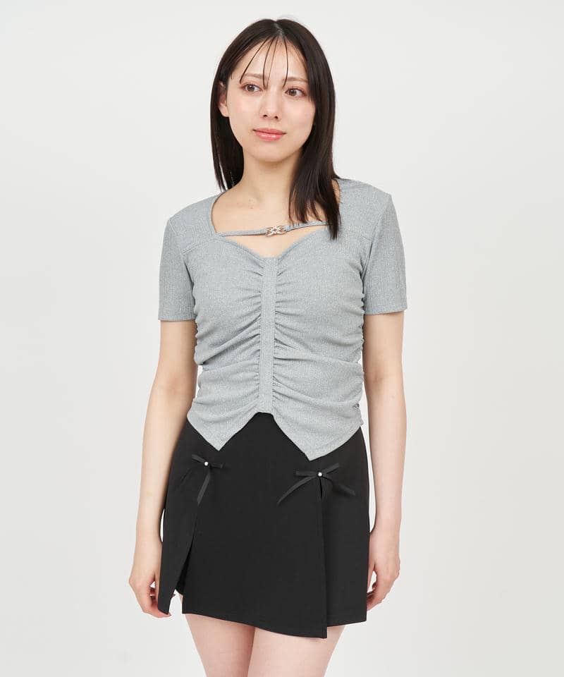 ビットギャザーカットトップス 詳細画像 グレー 8