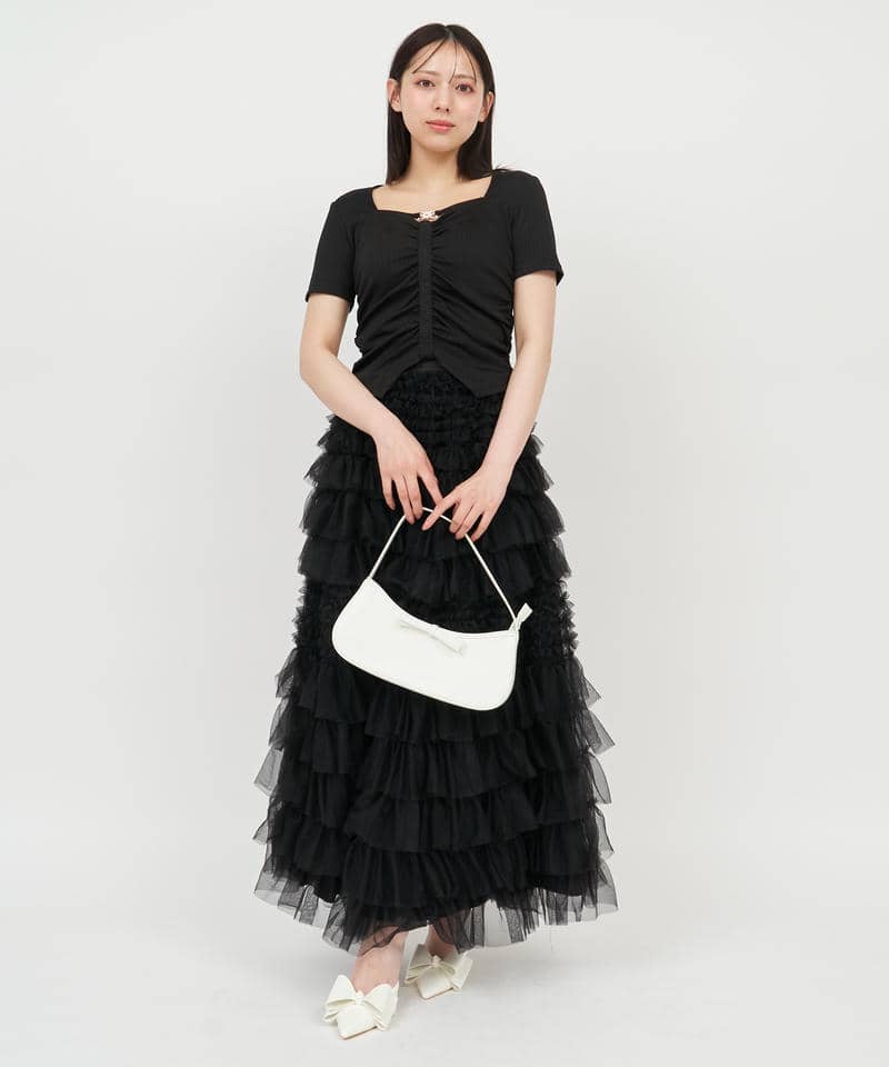 ビットギャザーカットトップス 詳細画像 ブラック 2