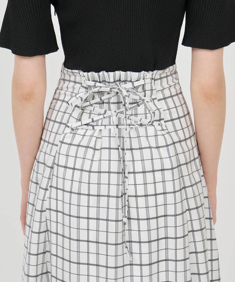 オフショルニットドッキングシアーチェックフレアワンピース 詳細画像 ブラック 6