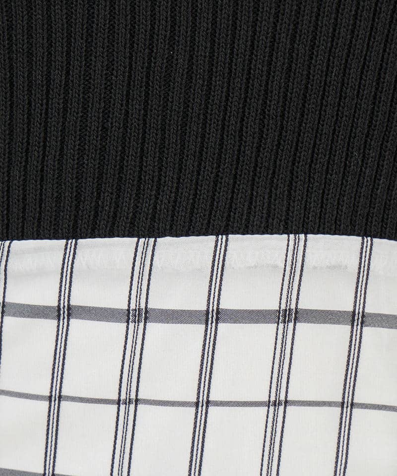 オフショルニットドッキングシアーチェックフレアワンピース 詳細画像 ブラック 8