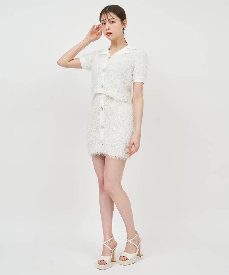 ジュエルボタン付MIXヤーンニットトップス 詳細画像 オフホワイト 2