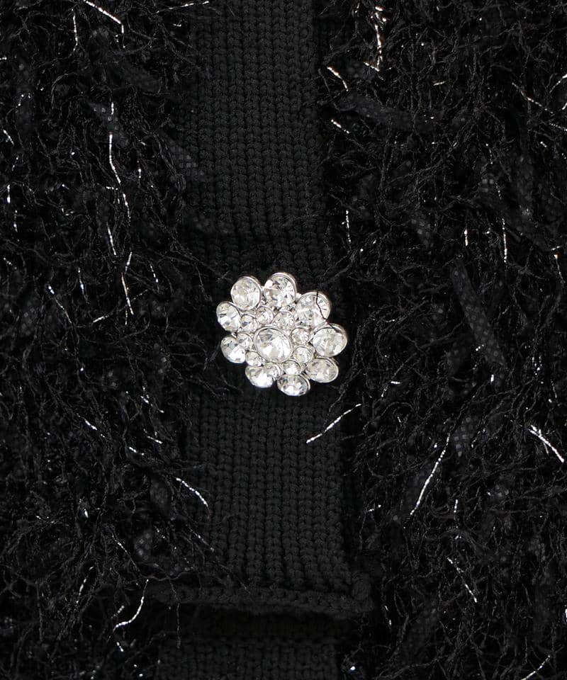 ジュエルボタン付MIXヤーンニットトップス 詳細画像 ブラック 6