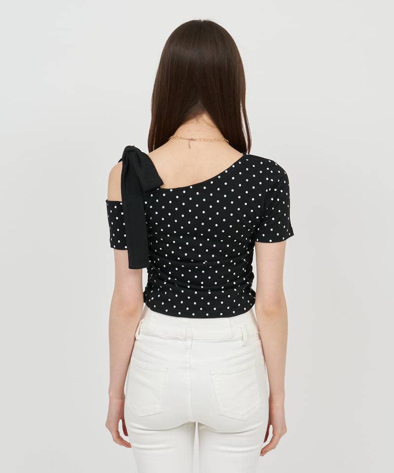 ワンショルリボンドットカットソー 詳細画像 ブラック 3