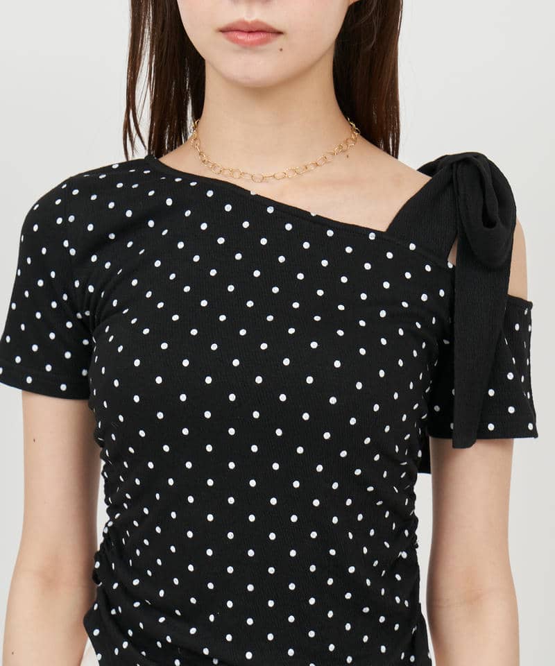 ワンショルリボンドットカットソー 詳細画像 ブラック 4