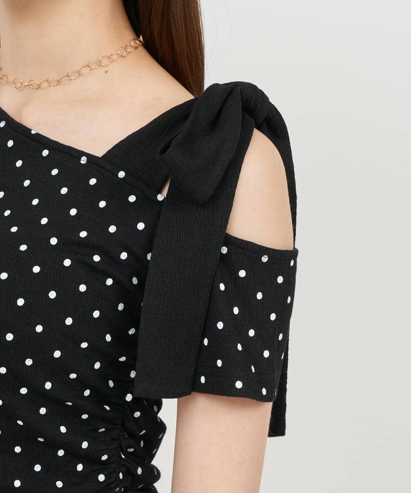 ワンショルリボンドットカットソー 詳細画像 ブラック 5
