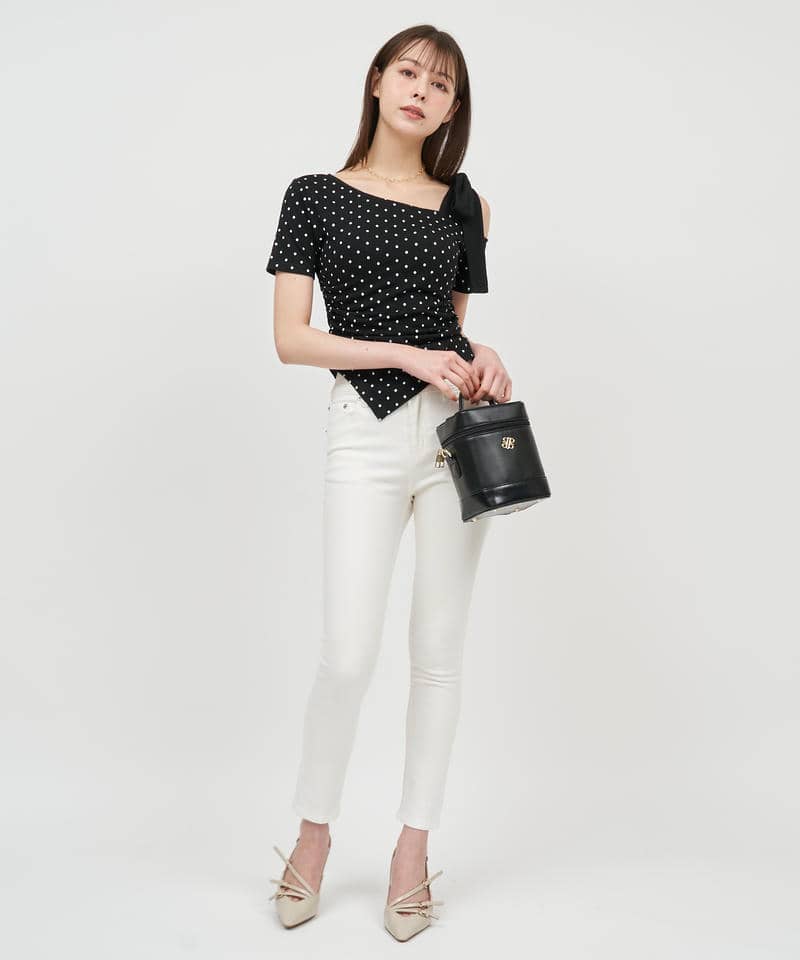 ワンショルリボンドットカットソー 詳細画像 ブラック 7