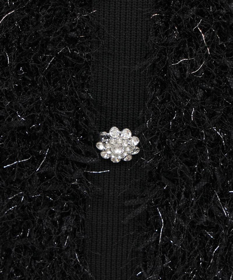 ジュエルボタン付MIXヤーンニットミニスカート 詳細画像 ブラック 5