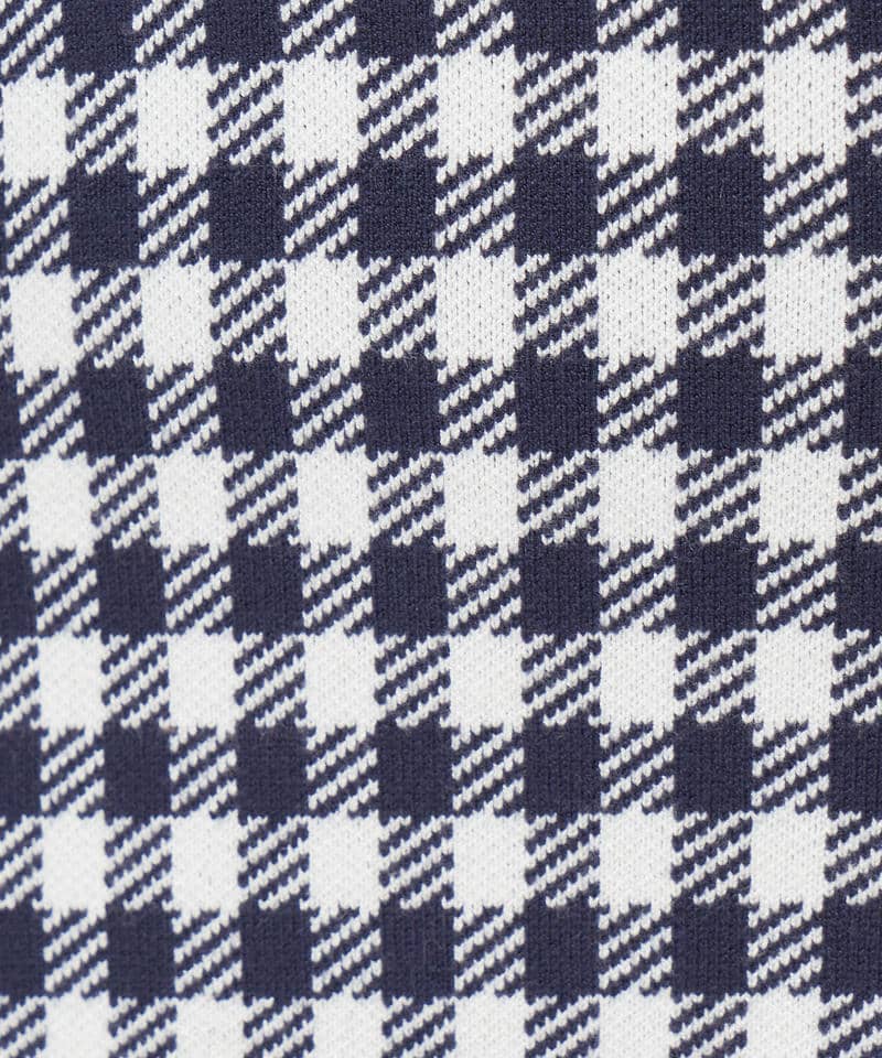 ギンガムチェックシェイプアップノースリーブニットタイトワンピース 詳細画像 ネイビー 6