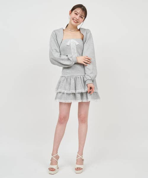 ティアードベアボレロアンサンブルミニワンピース 詳細画像