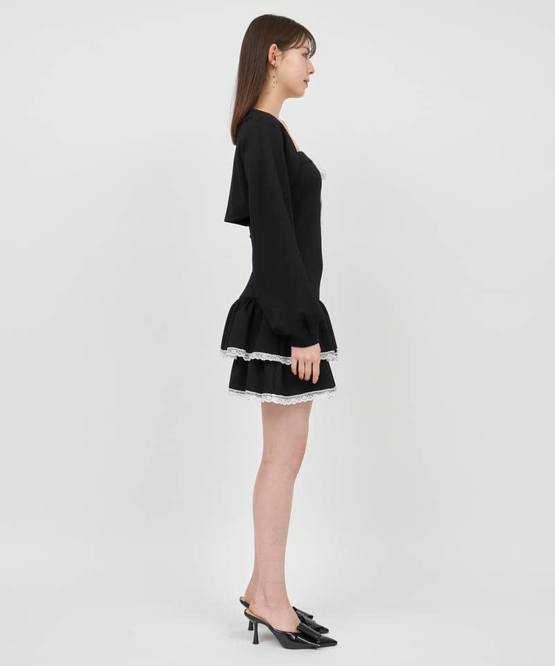 ティアードベアボレロアンサンブルミニワンピース 詳細画像 ブラック 2