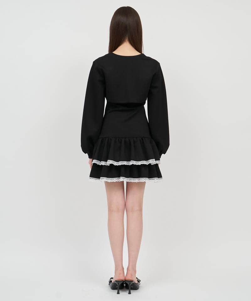 ティアードベアボレロアンサンブルミニワンピース 詳細画像 ブラック 3
