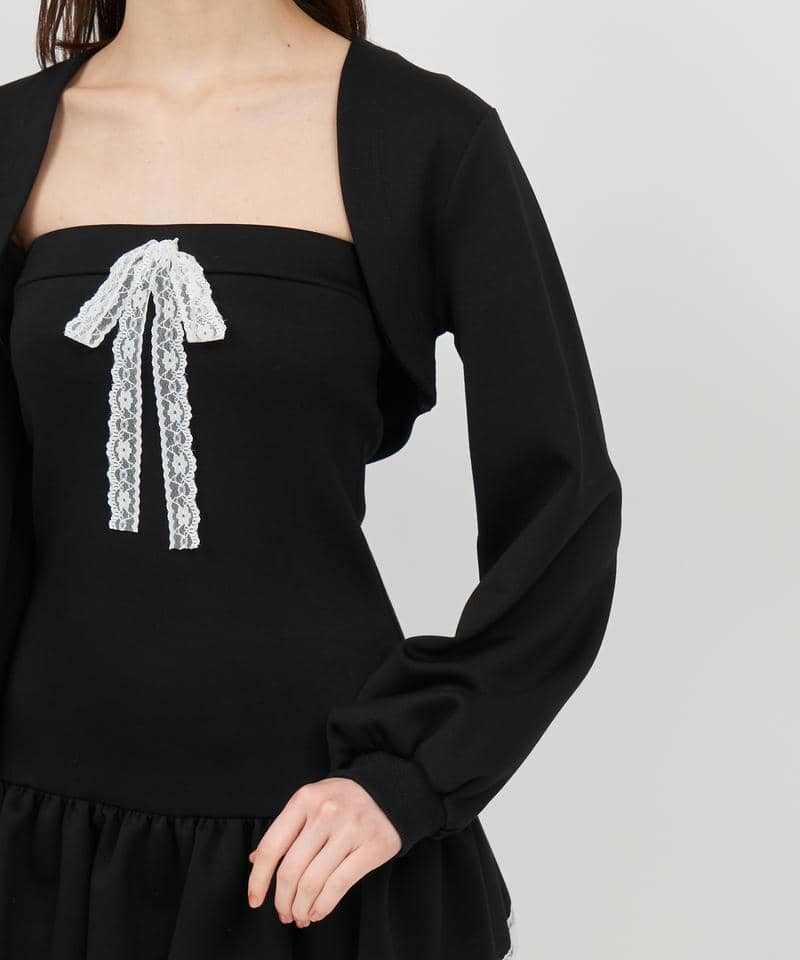 ティアードベアボレロアンサンブルミニワンピース 詳細画像 ブラック 6