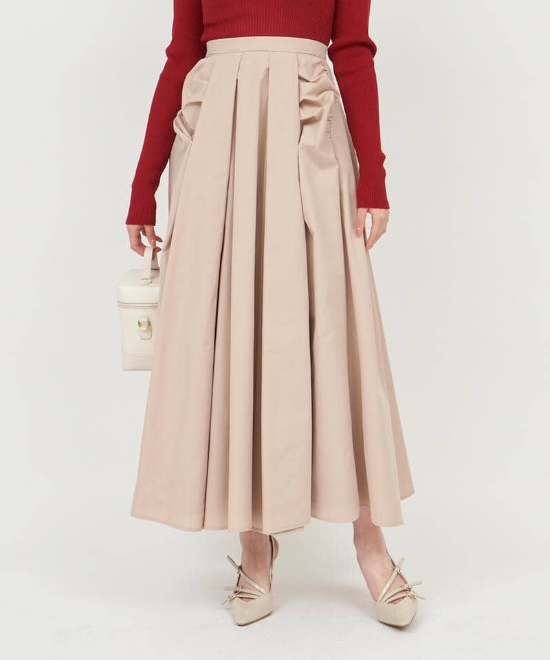 ギャザーディテールタックボリュームスカート 詳細画像 ベージュ 1