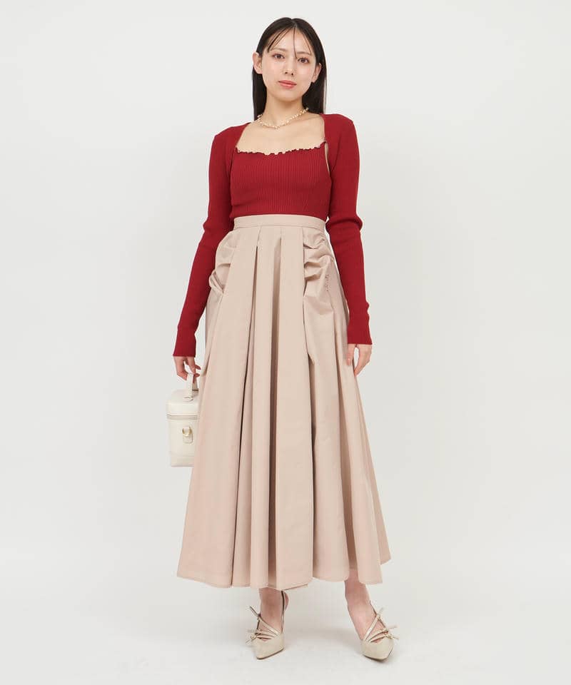 ギャザーディテールタックボリュームスカート 詳細画像 ベージュ 7