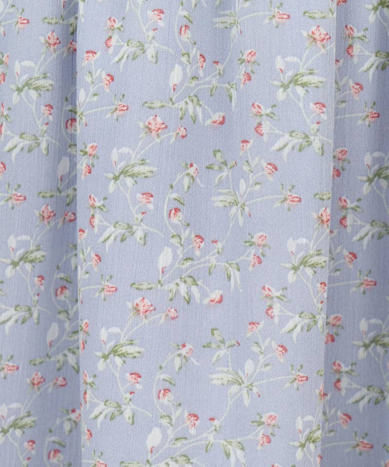 【丈が選べる】フラワープリントカットアウトキャミフレアワンピース 詳細画像 ブルー 8