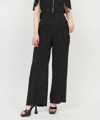 【丈が選べる】ジャガードワイドパンツ