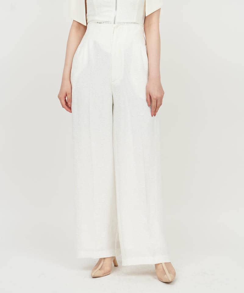 【丈が選べる】ジャガードワイドパンツ 詳細画像 オフホワイト 1