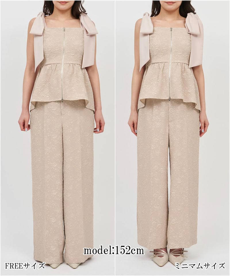 【丈が選べる】ジャガードワイドパンツ 詳細画像 ベージュ 10