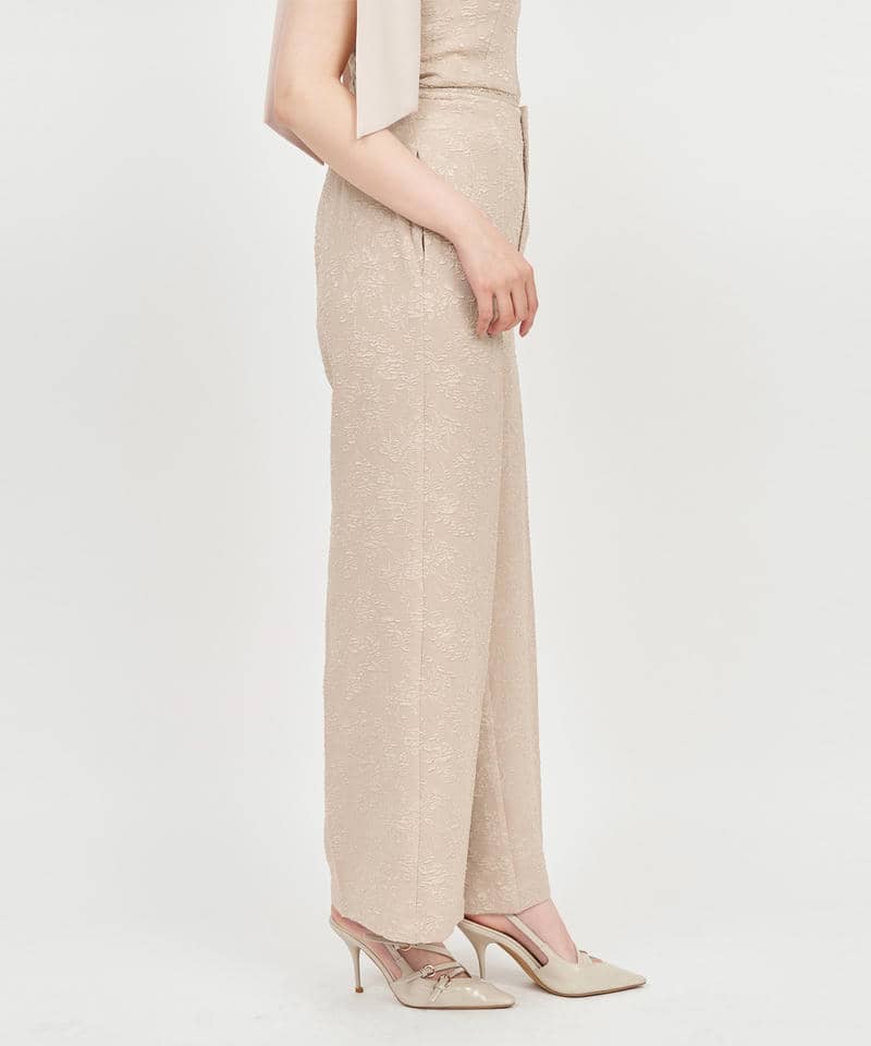【丈が選べる】ジャガードワイドパンツ 詳細画像 ベージュ 2
